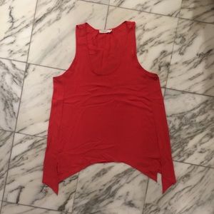 Lush Split Hem Tank Top, Orange Red, Size XS
